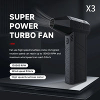 3Nd Generation X3 Violent Blower Mini Turbo Jet Fan Handheld Brushless Motor 130,000 RPM Wind Speed 52M/S Industrial Duct Fan